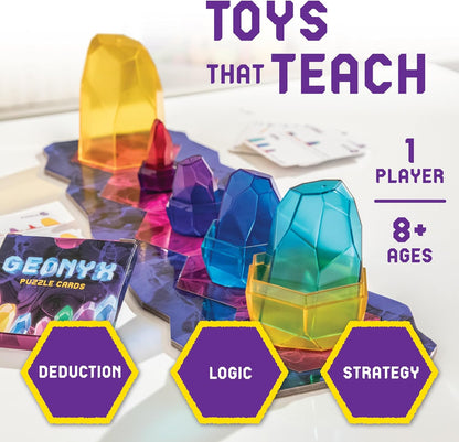 MindWare Geonyx Single-Player Logic Game, Crystal-Shifting Brain Teaser Puzzle with Progressive Challenges for Critical Thinking and Spatial Reasoning, Solo Play for Kids and Adults Ages 8 and Up
