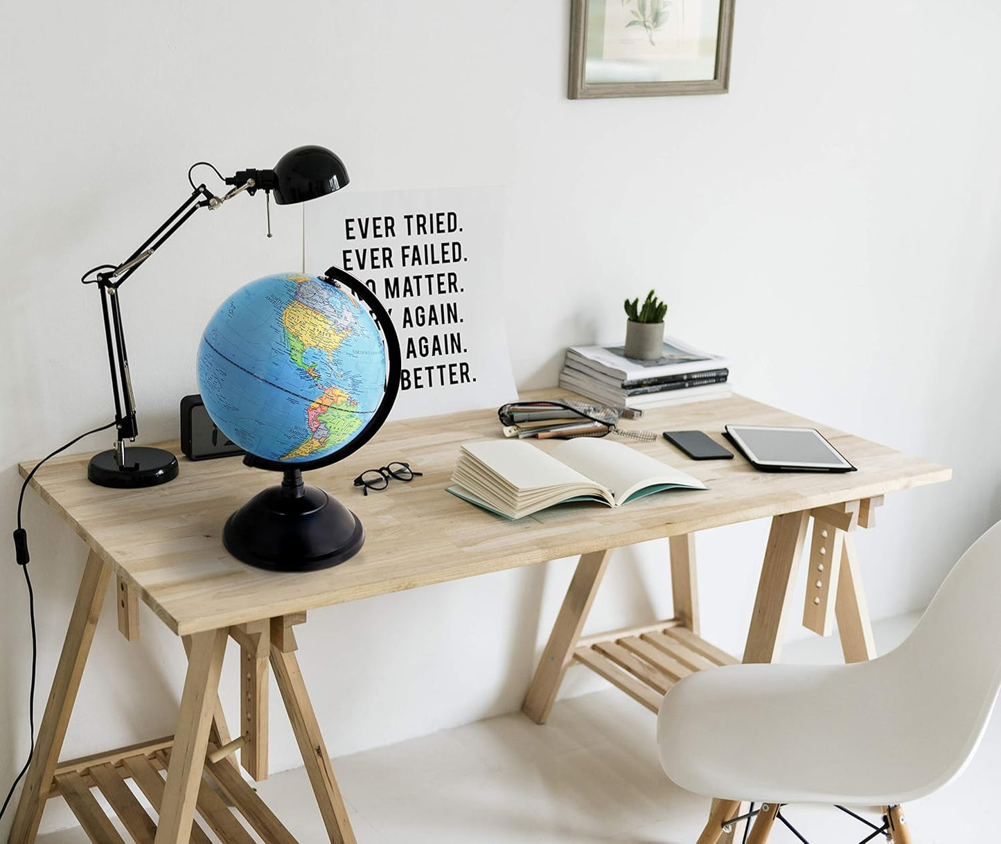 Political Globe Dia 5.5-inch / 14cm- Educational/Geographic - Stainless Steel Arc and Base - School, Home, and Office
