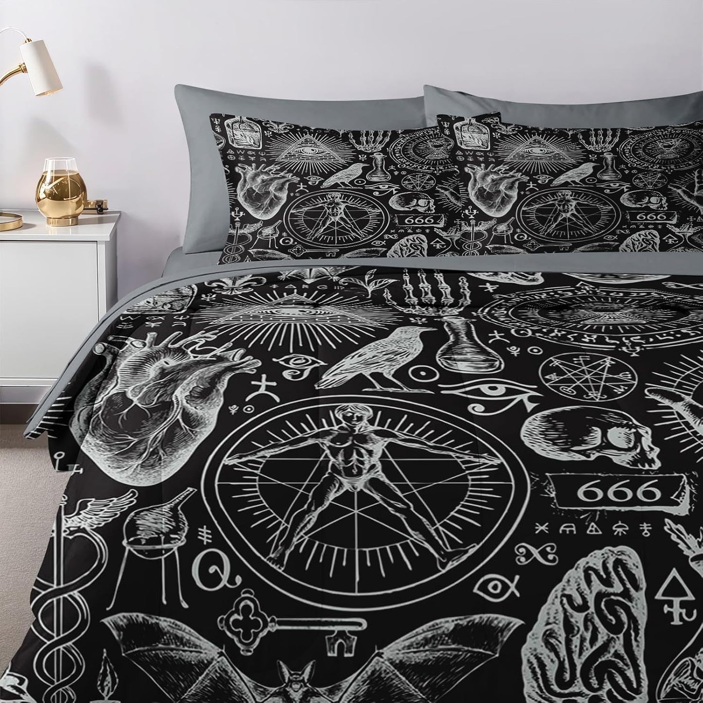 Nesker Comforter Set Twin Size, Science Lab School 5 Pcs Bedding for Kids and Adults, Medical University Chemistry Bed Sheet Sets with Fitted Sheet Pillowcase & Sham