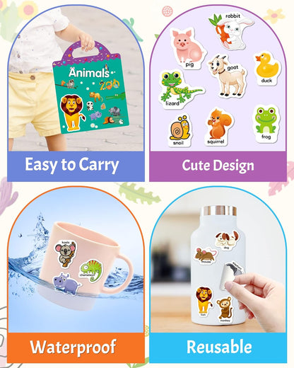 Benresive Reusable Sticker Books for Toddlers, Fun Travel Stickers for Kids, Toddler Sticker Book, Crafts Activities for Toddlers, 3 and Up Birthady Gifts - Vehicle