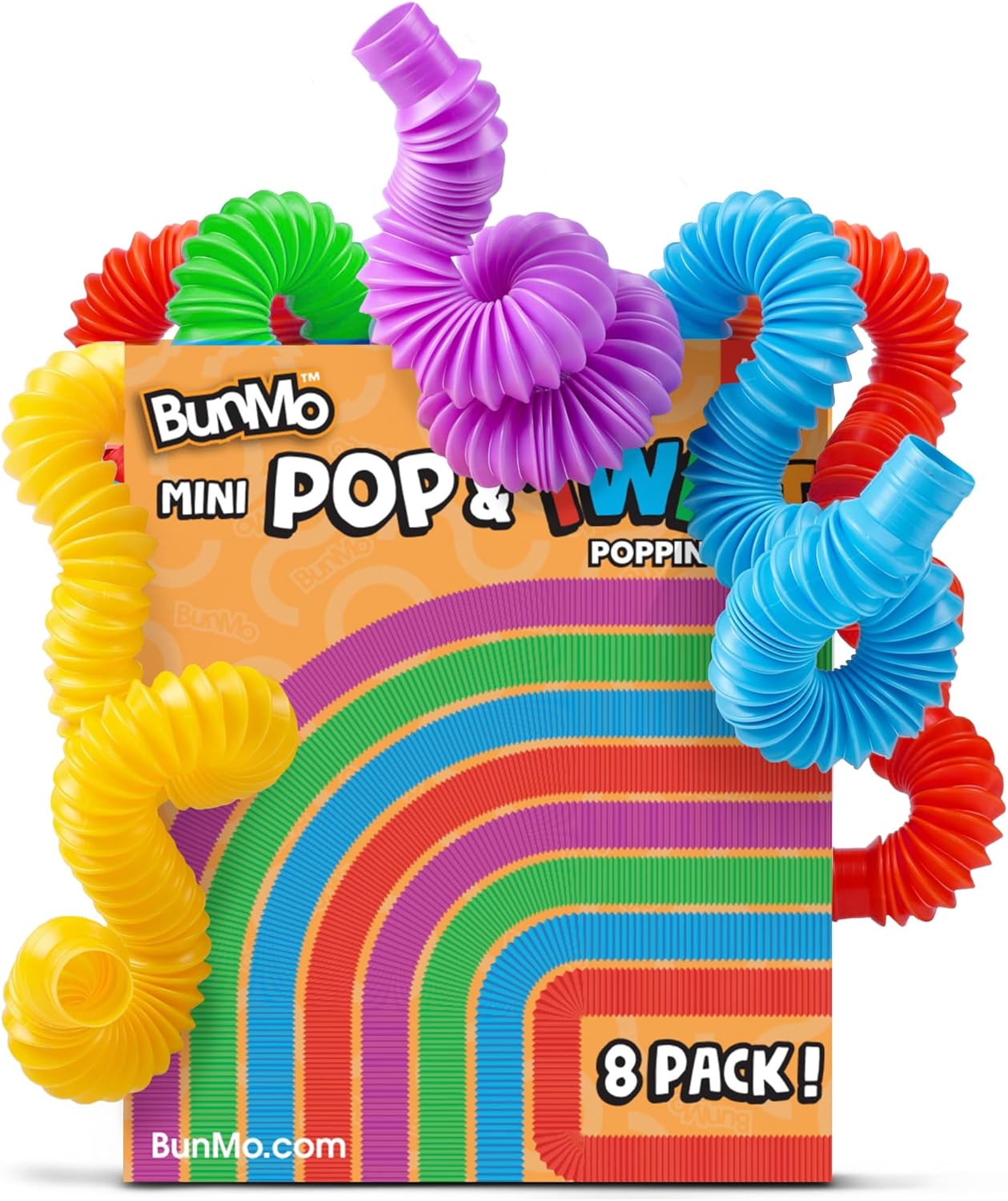 BUNMO Pop Tubes - Sensory Toys - Toddler Toys - Imaginative Play & Stimulating Creative Learning - Hours of Fun for Kids - Tons of Ways to Play - Non-Mouthable Toy 3+ - 6 Pack Medium
