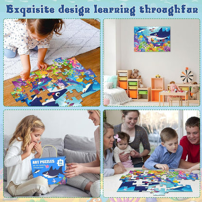 Jumbo Floor Puzzle for Kids, Large Jigsaw Puzzles 24 Piece for Kids Ages 3-5,Preschool Learning & Education Toys, Gifts for 4-8 Year Old Boys and Girls (Jungle Animals)