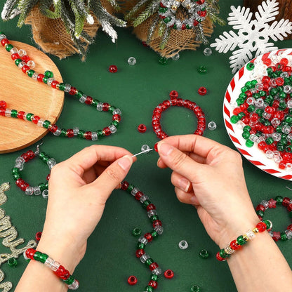 UPINS 1200Pcs Christmas Pony Beads Friendship Plastic Small Hair Beads Red Green White Pony Beads for Necklace Supplies (Christmas)