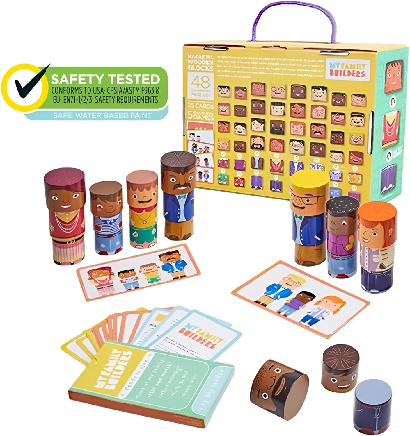 16-Piece Multiracial Magnetic Friends Play Set, Wooden Diversity Building Blocks for Kids, Multicultural Dolls for Creative Play & SEL Development – Ages 1+