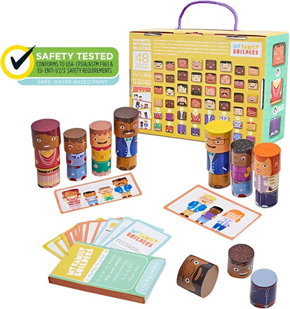 16-Piece Multiracial Magnetic Friends Play Set, Wooden Diversity Building Blocks for Kids, Multicultural Dolls for Creative Play & SEL Development – Ages 1+
