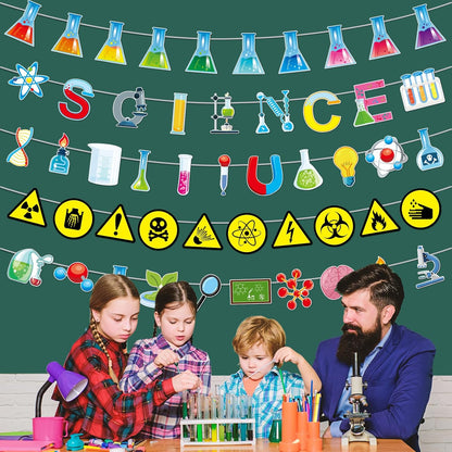gisgfim 5 Pieces Science Banners Science Classroom Decor Chemistry Lab Banner Party Decorations for Home School Classroom Scientist Birthday Party Supplies