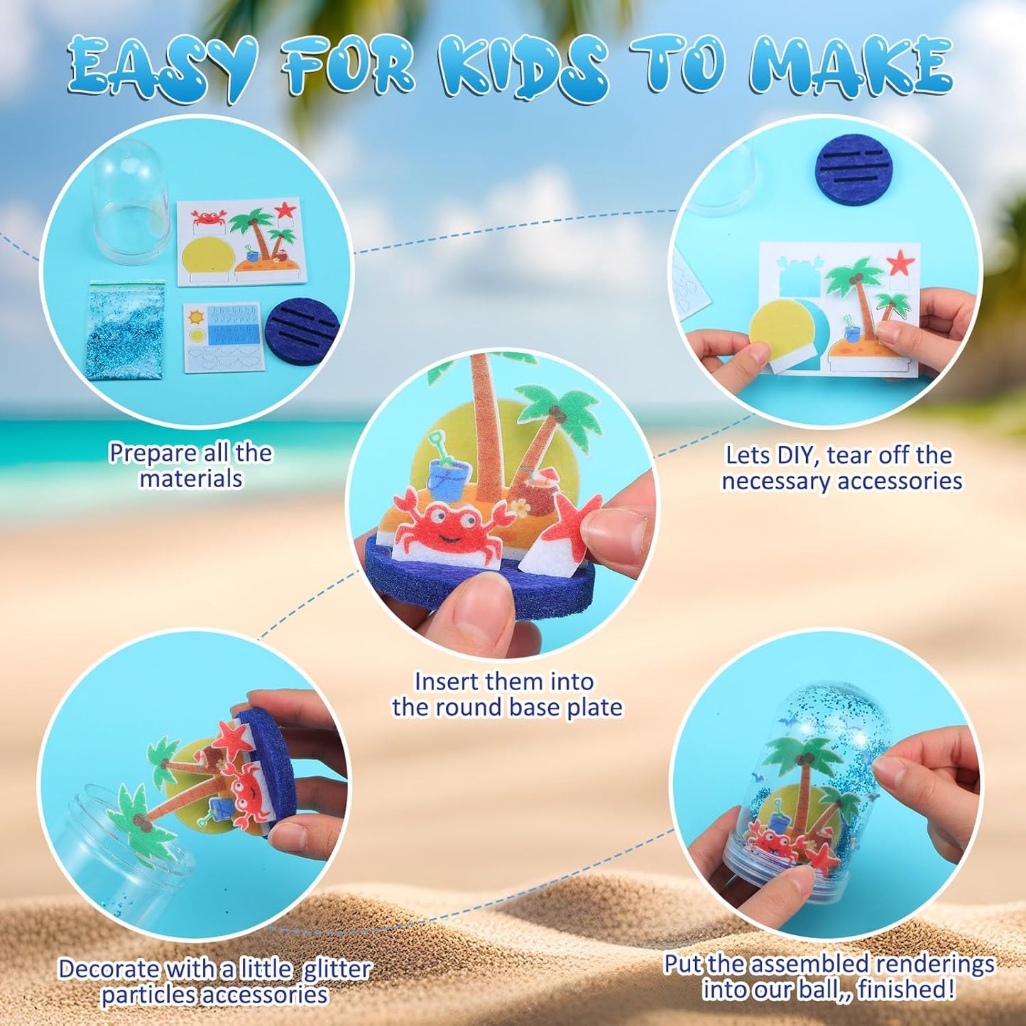 Lunmon 12 Set Spring Snow Globe Craft Kit for Kids Make Your Own Snowball Spring Bunny Umbrella Bee Glitter Plastic DIY Snow Globe Making Kit for Home Activities