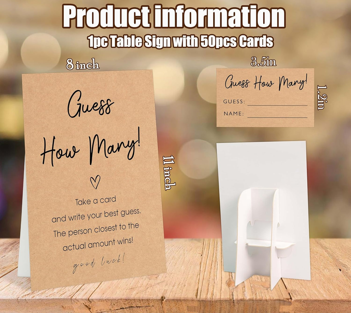 Minimalist Style How Many Gummy Bears Are In The Jar Baby Shower Games Set(1 Sign and 50 Cards), Gender Reveal Games, How Many Guessing Cards for Bear Babyshower, Gender Reveal Party Activities, 19