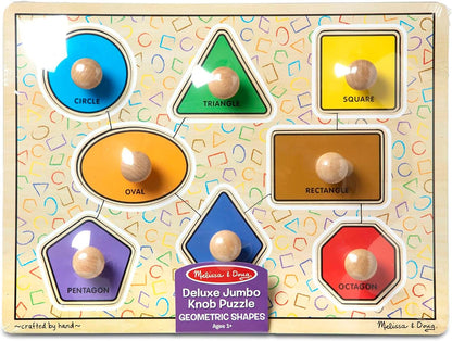 Melissa & Doug Deluxe Jumbo Knob Wooden Puzzle - Geometric Shapes (8 pcs)