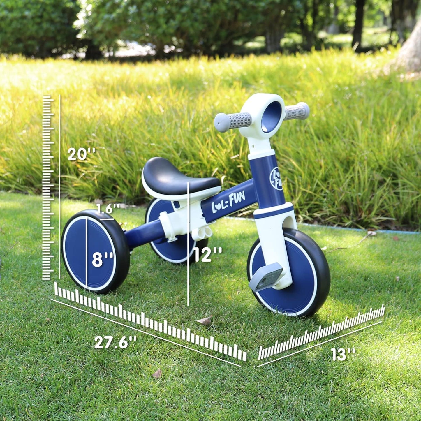 LOL-FUN Tricycle for Toddlers 1-3 Years Old Boys Girls Toy, 4 in 1 Baby Balance Bike for 1 2 Year Old Gift, Kids Bicycle with Easy Assembly Removable Pedal