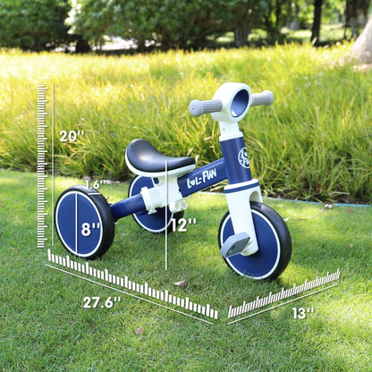 LOL-FUN Tricycle for Toddlers 1-3 Years Old Boys Girls Toy, 4 in 1 Baby Balance Bike for 1 2 Year Old Gift, Kids Bicycle with Easy Assembly Removable Pedal