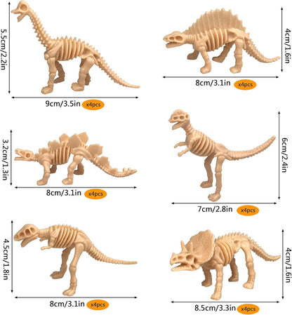 36 PCS Dinosaur Fossil Skeletons Dinosaur Skeleton Toys Assorted Figures Dino Bones for Dino Sand Dig Science Play Party Favor Decorations