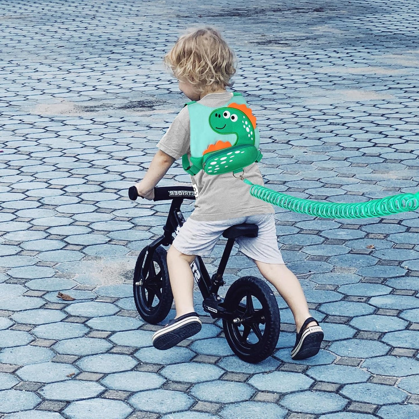 3 in 1 Toddler Harness Leash + Baby Anti Lost Wrist Link, Accmor Cute Dinosaur Child Safety Harness Tether, Kids Walking Wristband Assistant Strap Belt for Parent Boys Outdoor Activity (Black)