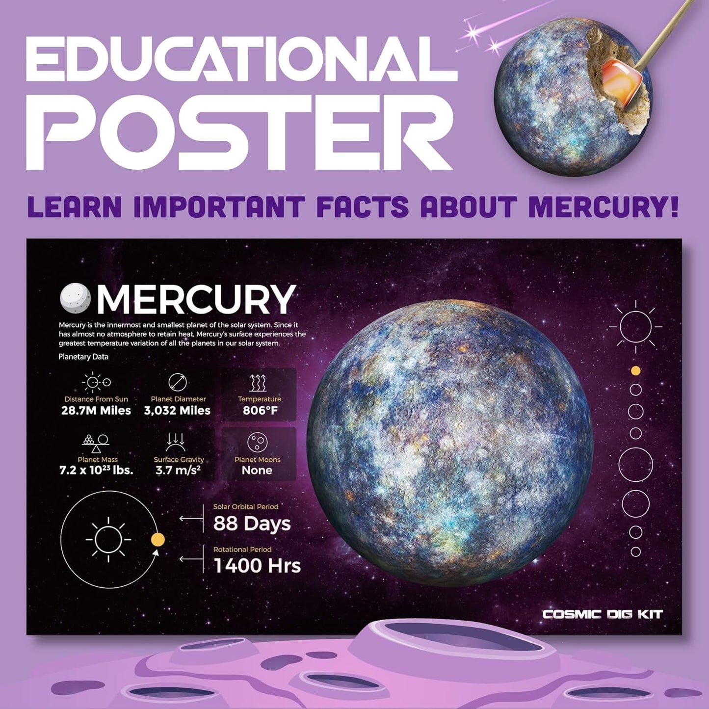 Cosmic Dig Kit by Big Discoveries - Explore The Planets of The Solar System with Gem & Fossil Excavation Kits for Kids | STEM Toy Science Dig Kits with Gemstones for Boys and Girls