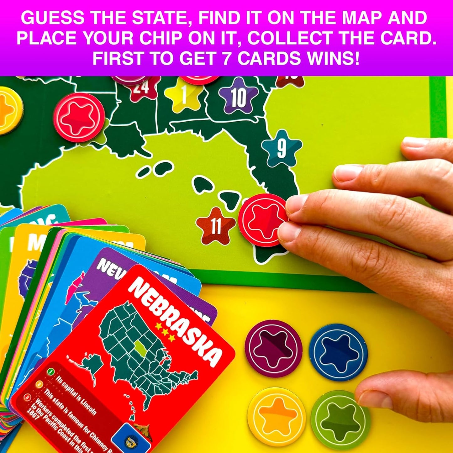 QUOKKA Board Games for Kids 8-12 - Family Games for Kids and Adults - Journey Across the World Card Game Ages 5-9 - Learn Capitals, Flags, Facts, and Map Locations with 195 World Map Cards