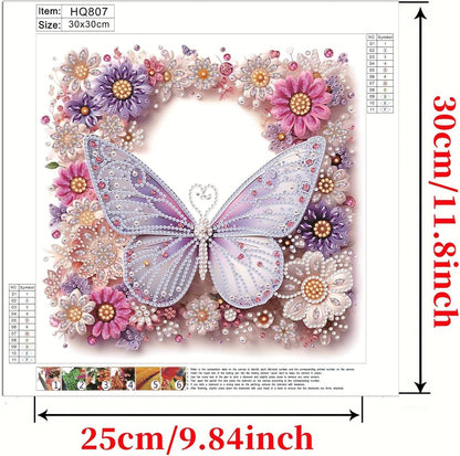 POETRYDRAW Pink Butterfly Special Shaped 5D DIY Partial Drill Diamond Art Painting Kit 30x30cm (Butterfly-1)