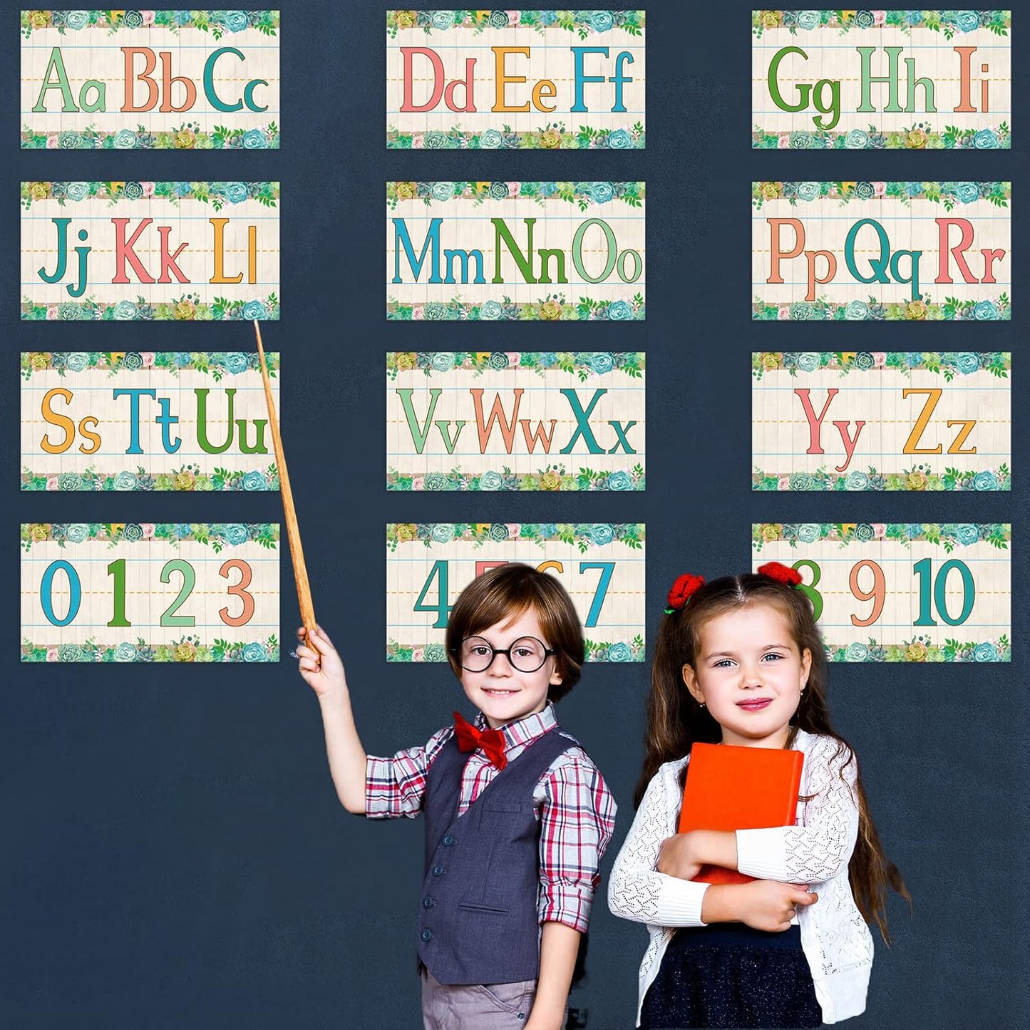 gisgfim 12 Pieces Alphabet Bulletin Board Strips Set Boho Rainbow Alphabet Line ABC Alphabet Banner & Number Border Posters for Preschool Kindergarten Classroom Playroom Bedroom (Boho)