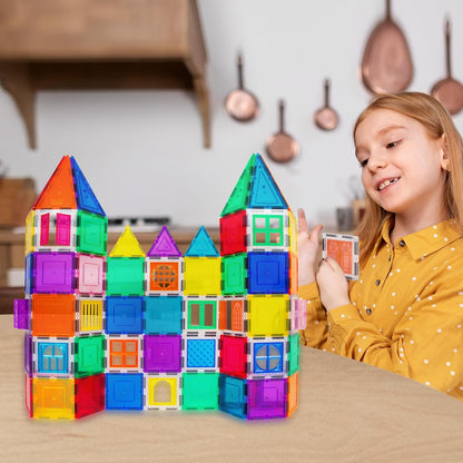 PicassoTiles Window and Door Clip On Magnetic Blocks Magnet Tiles Magnets Building Tile Construction Toy Set STEM Education Toys Learning Kit Stacking Block Playset Boys & Girls Age 3+ PT30
