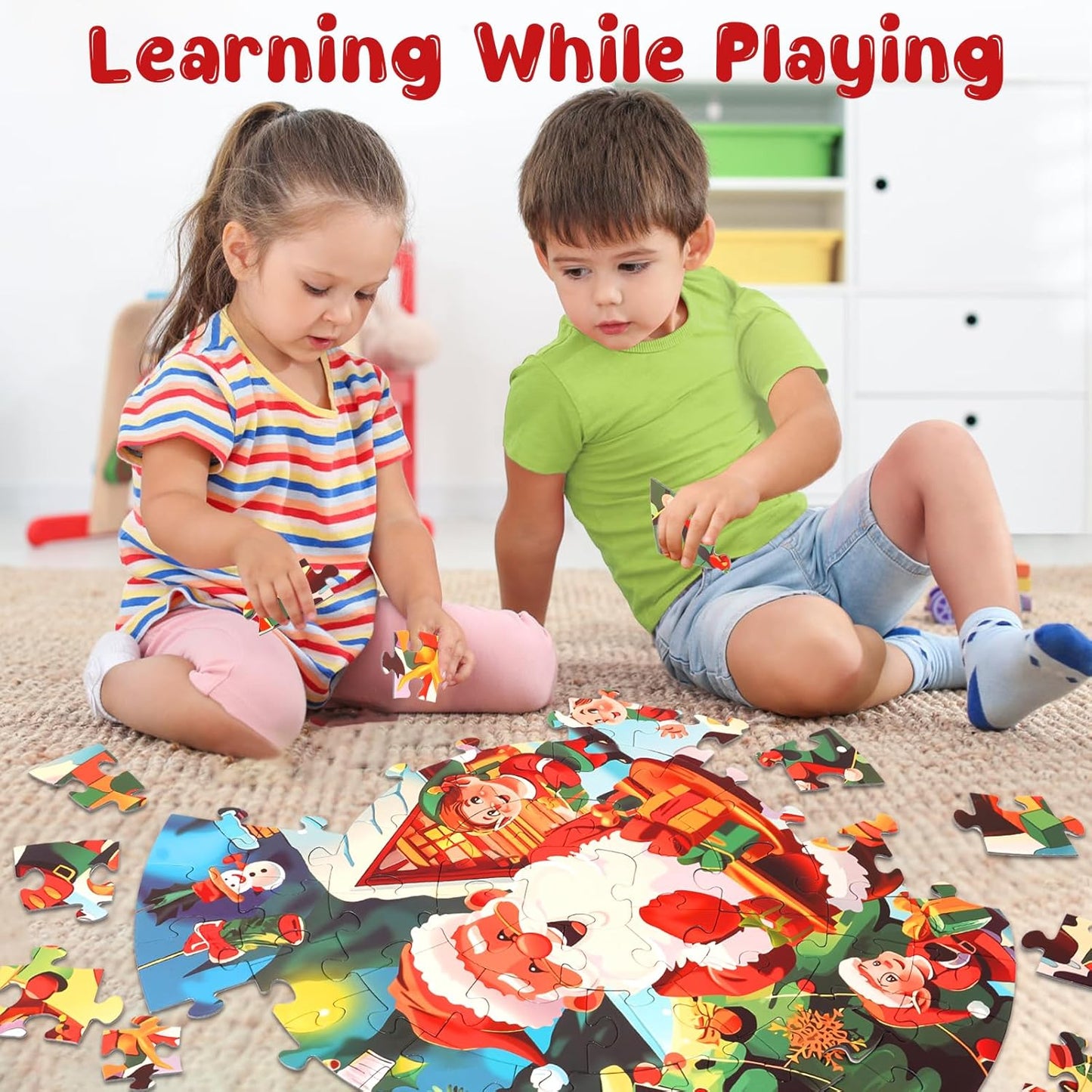 Jigsaw Floor Puzzles for Kids Games - Christmas 70 Pieces Large Toddler Puzzles for Girls Boys Ages 3 4 5 6 7 8 Years Old - Educational Toys for Unicorn Activity Birthday Christmas