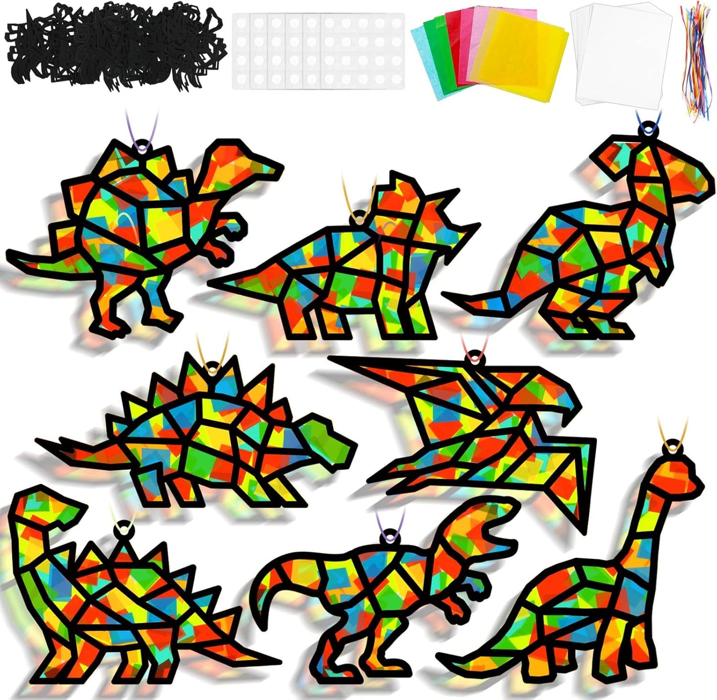 Lonfliness 32 Sets Solar System Suncatchers Crafts Kit DIY Outer Space Window Stained Glass Effect Paper Planet Home School Classroom Decoration Art Craft Creative Activity Project Gift Favor