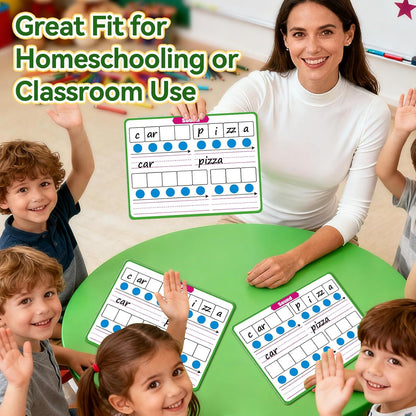 12 Pack Phonemic Awareness Dry Erase Flash Card,Phonics Games Science Reading Manipulative Speech Therapy Material Elkonin Box 1st Grade Classroom Must Haves Teacher Homeschool Supplies