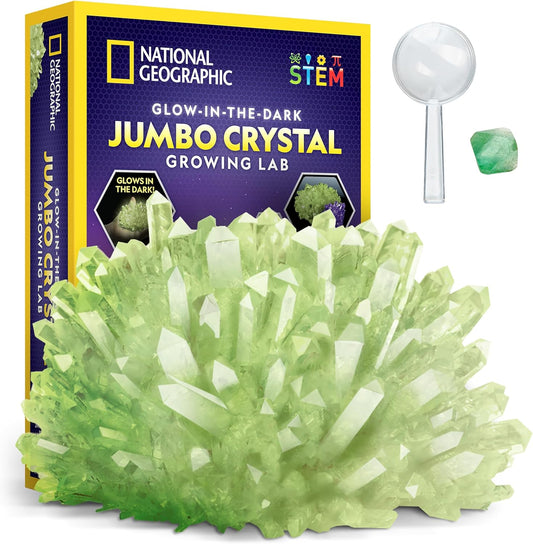 National Geographic Jumbo Crystal Growing Kit - Grow Your Own Giant Glow in The Dark Crystal in a Few Days, Science Kit, Grow Crystals for Kids, STEM Toys (Amazon Exclusive)
