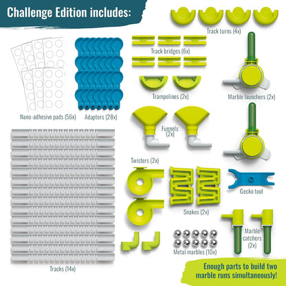 Gecko Run Marble Run Starter Set by Thames & Kosmos, Toy of the Year Winner - 63 Piece Vertical Marble Run, Flexible Tracks | Fast, No-Mess Setup, Residue-Free Nano-Adhesive Pads, Creative Play