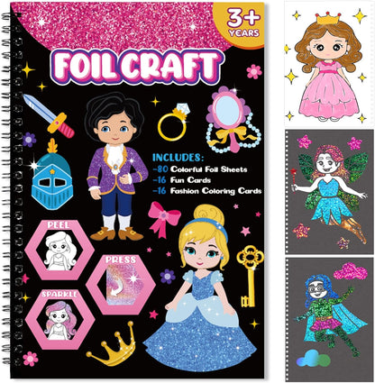 Foil Craft Bugs Butterfly DIY Art Fun Kits Set, No Mess Creative Foil Art Drawing Game for Kids, Birthday Gifts Crafts Supplies Travel Toys for Girls Boys Ages 4-9