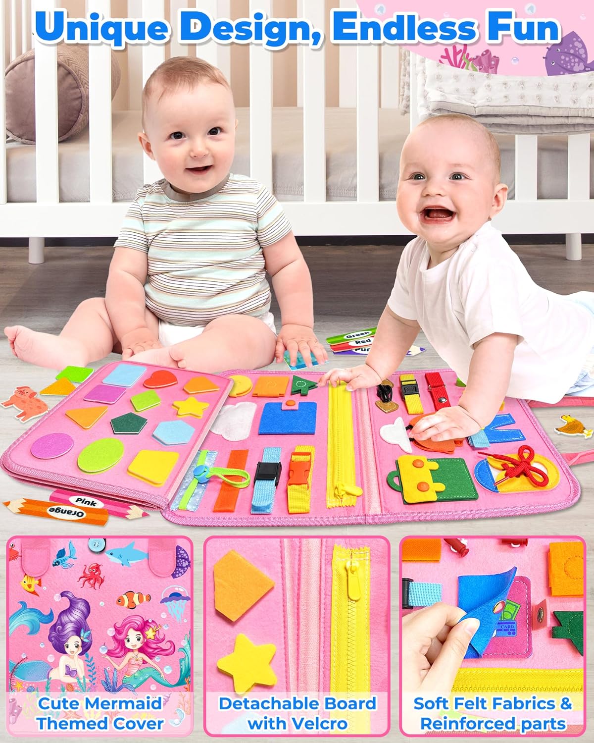 Gojmzo Busy Board Montessori Toys for Toddler Boy Girl Birthday Gifts, Busy Book Sensory Toys for Toddlers, Learning Educational Toddler Travel Activities