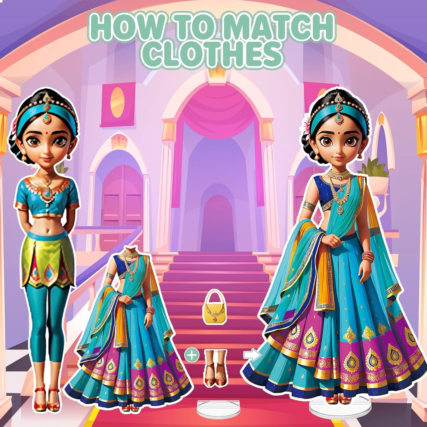 Magnetic Dress Up Dolls for Girls - Princess Magnet Paper Dolls Book with 3D City Buildings - Travel Car Trip Quiet Book Game Toys Easter Birthday Gifts for Kids Toddlers Ages 3 4 5 6 7(Style C)