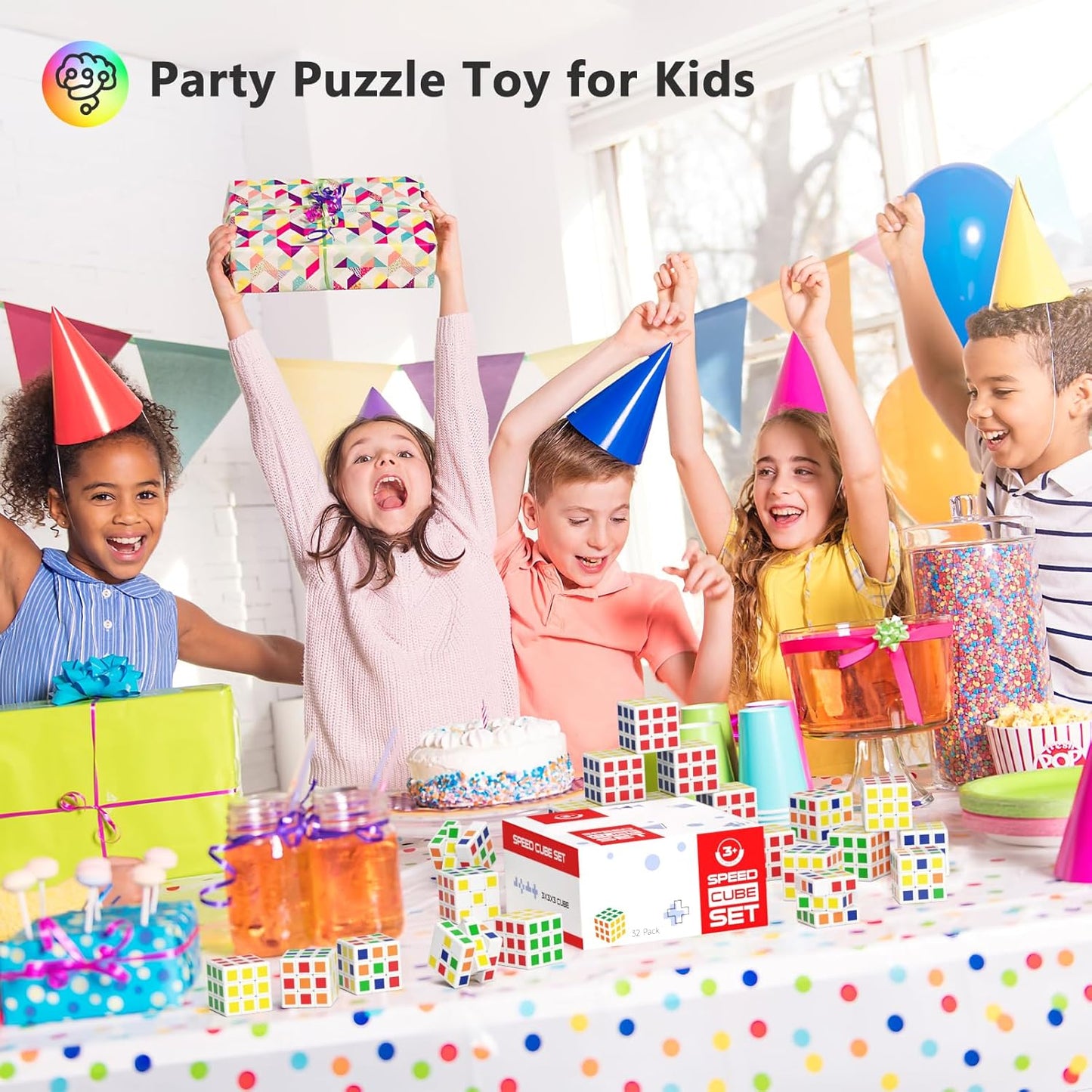 Vdealen 24 Pack Mini Cube Puzzle Party Favors for Kids, 1.18in 3x3 Magic Cube School Rewards & Classroom Prize for Students, Birthday Party Favors Easter Christmas Stocking Stuffers Gifts for Kids