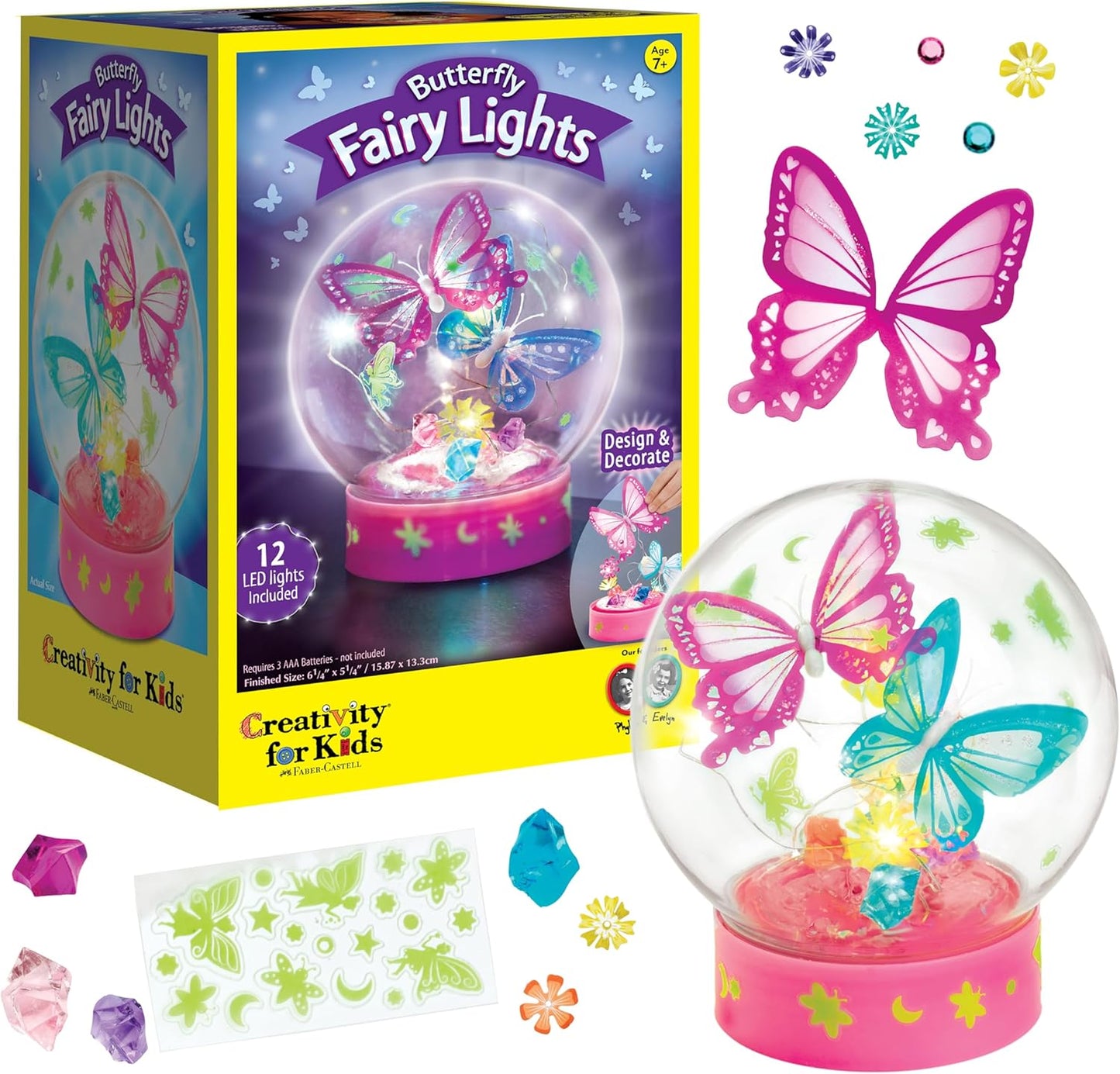 Creativity for Kids Butterfly Fairy Lights Kit | Create a Glowing Fairy Night Light with Butterflies & Sparkle | Relaxing DIY Craft & Imaginative Room Décor for Kids Everywhere (Ages 7+)