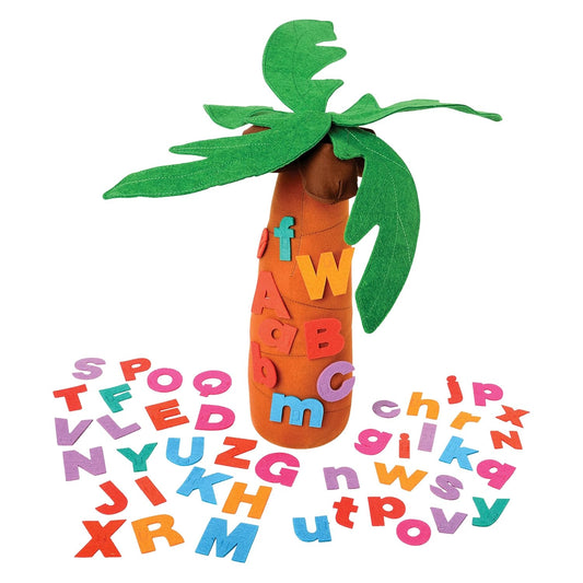 Constructive Playthings Tree and Letters Props for "Chicka Chicka Boom Boom" Children's Book, 14" H Plush Tree with 26 Lowercase and 26 Uppercase Letters for Kids Ages 2+
