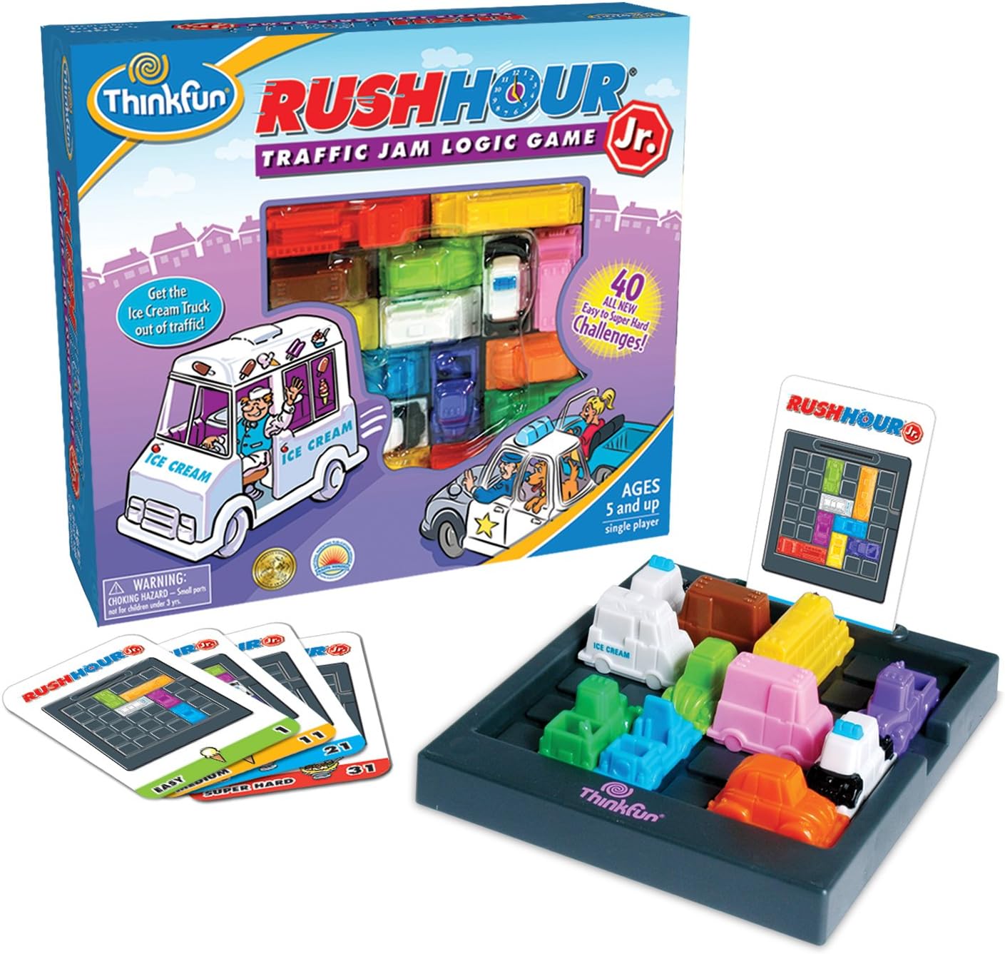 ThinkFun Rush Hour Junior - Classic Traffic Jam Logic Game - New Look for 2024 - STEM Toy for Kids - Engaging Puzzles for Ages 5 and Up - Junior Edition - MESH Accredited