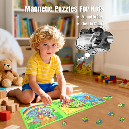 Magnetic Unicorn Mermaid Princess Puzzle for Girls Ages 3-6, 20 Piece Travel Magnetic Puzzle for Toddlers, Car Airplane Road Trip Activity Toy
