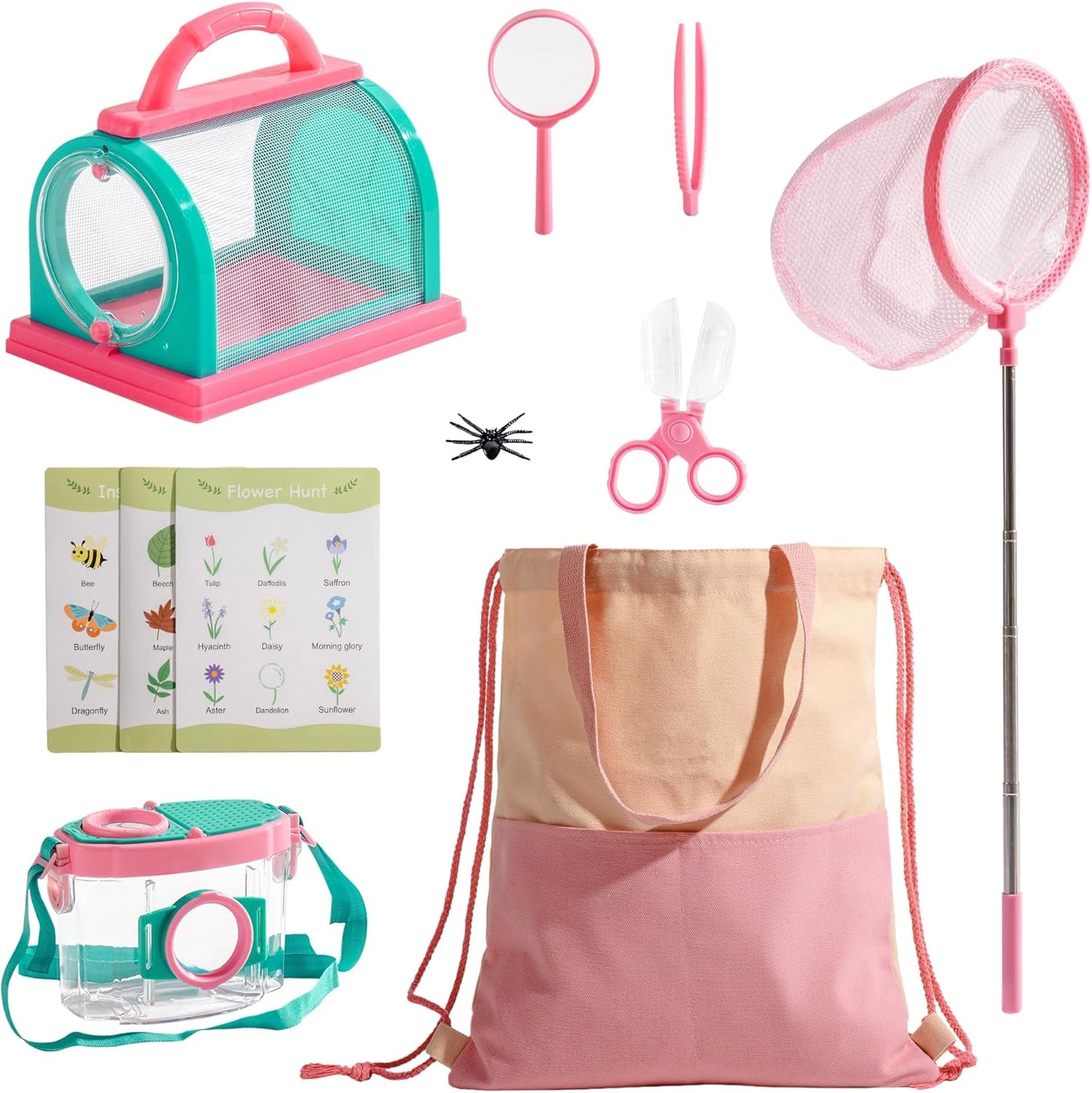 ROBOTIME Kids Explorer Kit, Outdoor Bug Catcher Kit for Kids with Magnifying Glass & Butterfly Net, Fun Bug Catching Kit for Backyard & Camping, Bug Catcher for Boys & Girls 3-12