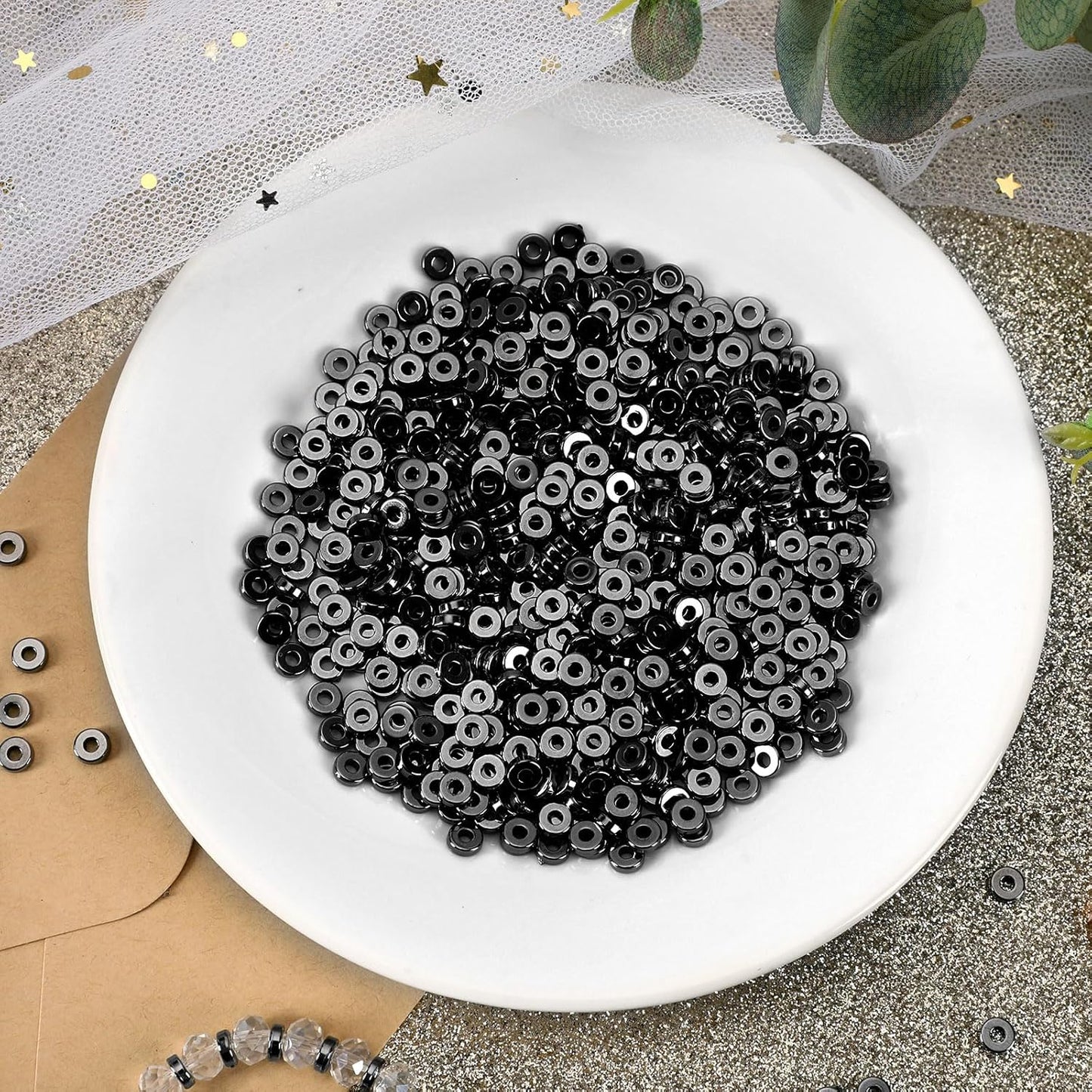 1500pcs 6mm Flat Round Spacer Beads Disc Loose Jewelry Making Beads for DIY Bracelet Necklace Earring Craft Supplies, Gold & Silver