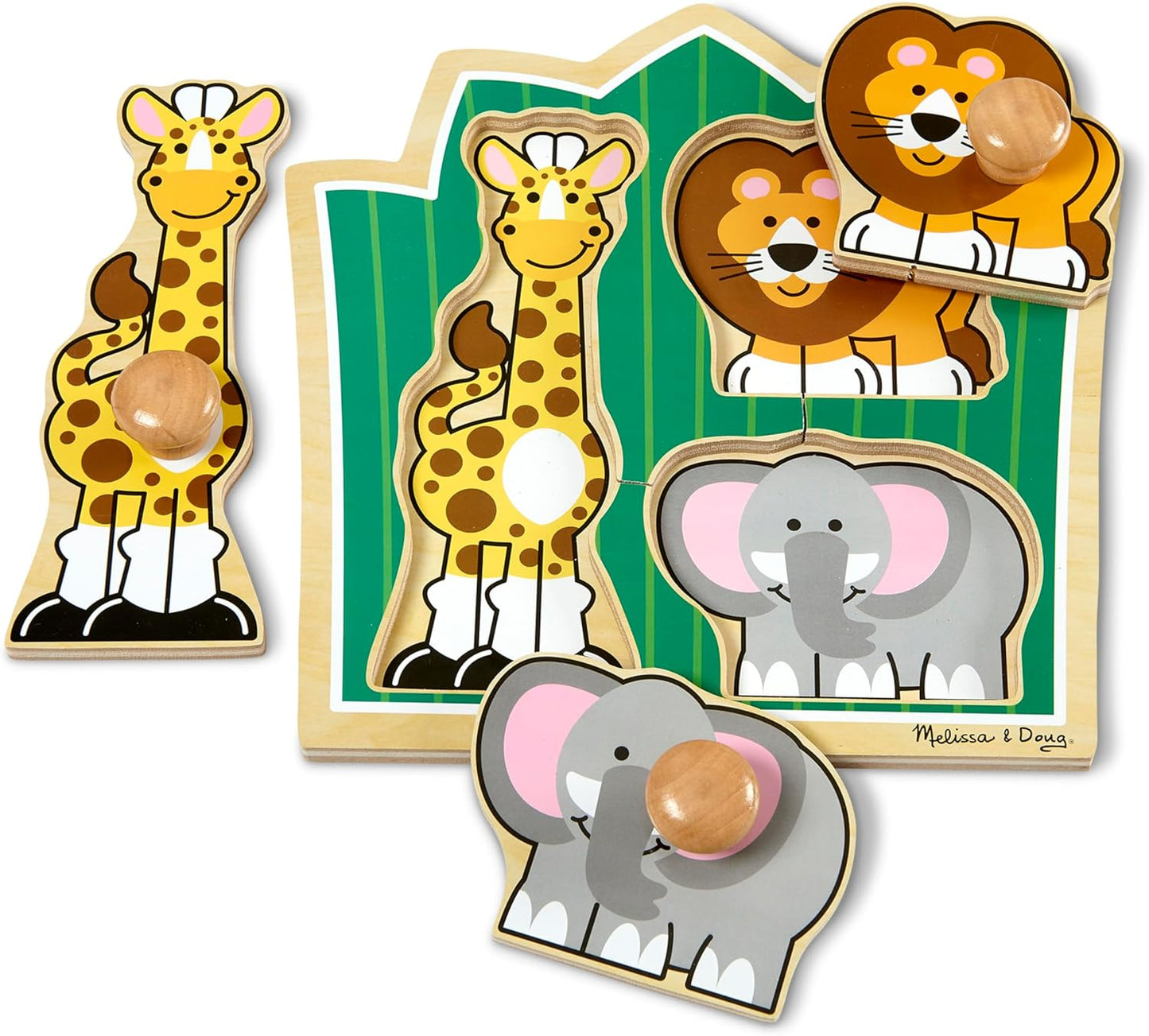 Melissa & Doug Pet Animals Jumbo Knob Puzzle, Wooden Peg Puzzle for Toddlers, Educational Toy for Shape Recognition and Fine Motor Skills, Ages 1+