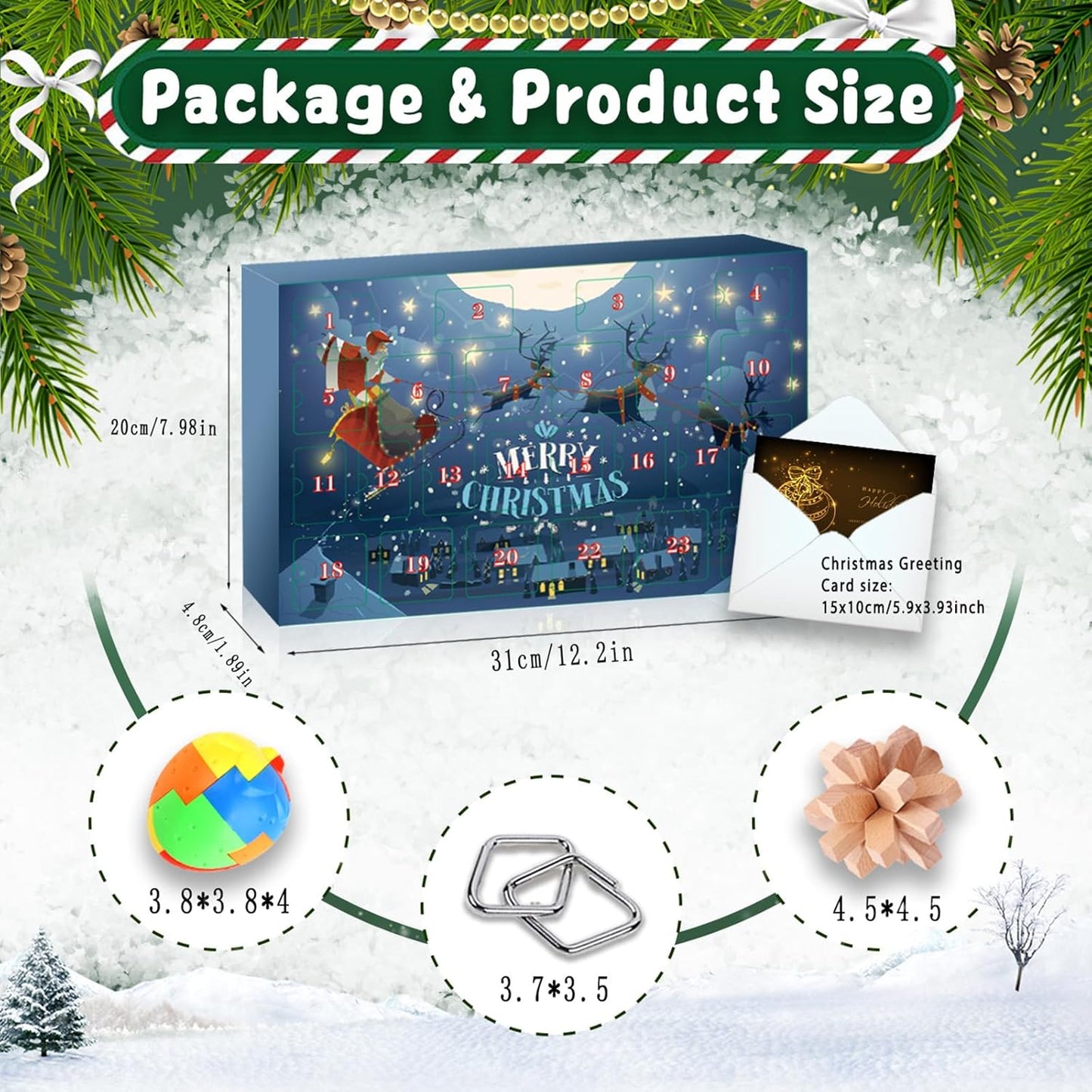 Advent Calendar 2025 Kids Brain Teaser Puzzles - 24 Days Christmas Countdown Calendar Gifts for Kids Holiday Party Favor Toy for Girls Boys Teens Adults Fun Xmas Gift
