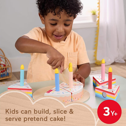 Fisher-Price Wood Pretend Play Toy Fruit Pie, Tiny Garden 16-Piece Wooden Food Puzzle Set for Preschool Kids Ages 3+ Years (Amazon Exclusive)