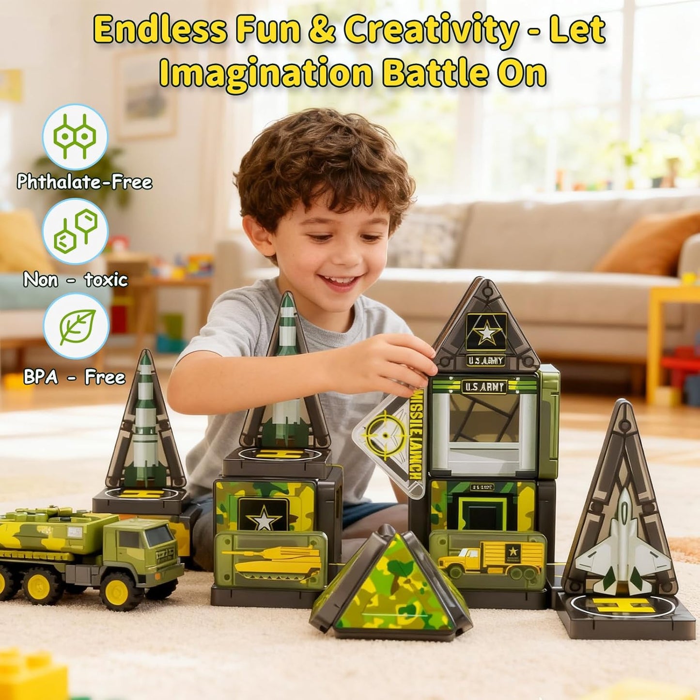Mini Magnetic Tiles,42PCS Magnetic Building Blocks with Metal Storage Box,STEM Toys for Kids Ages 3+,Sensory Toys for Kids with Autism