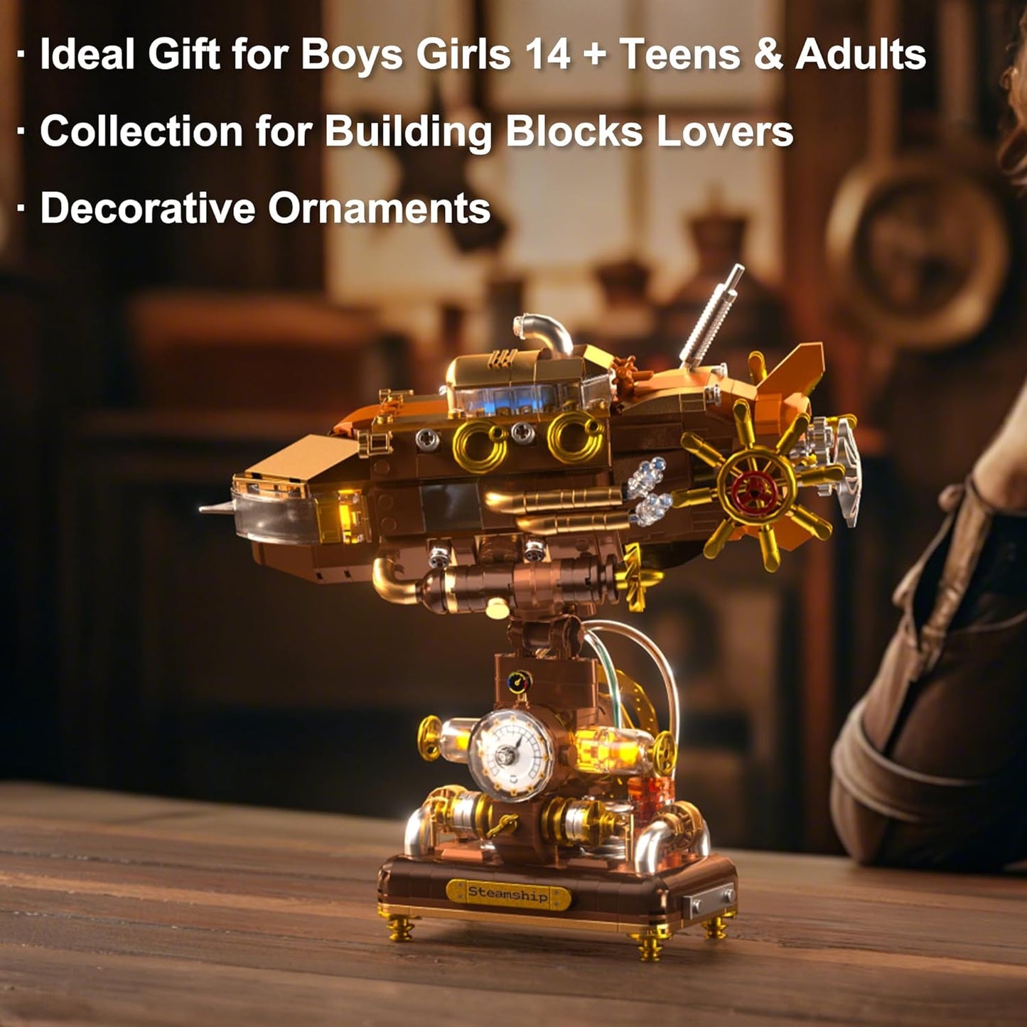 Building Toys Set, Deep Sea Steamship Buildings Blocks for Adults, Teens 14+, Creative Model Building Kits Birthday Home Office Decoration, 740PCS