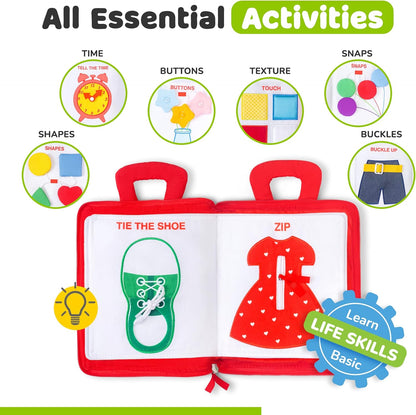 deMoca Travel Toys for Toddlers, Quiet Book for Toddlers 1-3, Baby Travel Toys for Airplane Car Rides, Montessori Busy Book for 1 Year Old with All Parts Attached, Felt Activity Pad, No Noise Gift