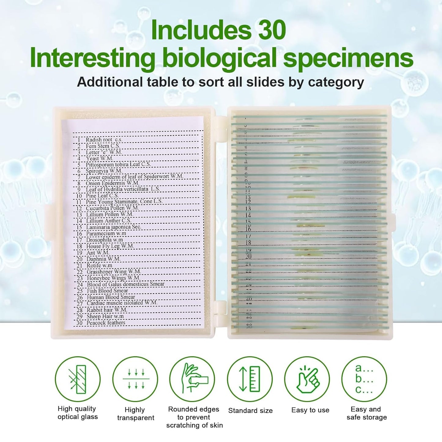 120 Microscope Slides with Specimens, Plant, Insect, Animal, Algae Slide Set for Biological Science Laboratory Basic Biological Science Education