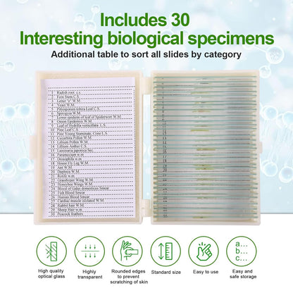 120 Microscope Slides with Specimens, Plant, Insect, Animal, Algae Slide Set for Biological Science Laboratory Basic Biological Science Education