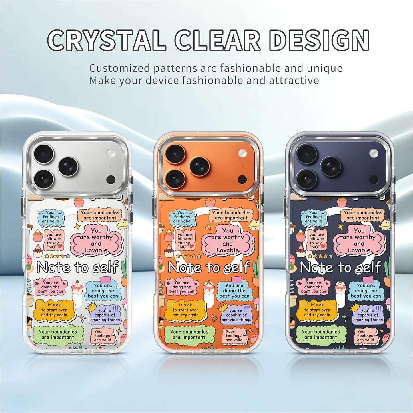 for iPhone 17 Pro Max Case [Compatible with Magsafe],Girls Women Clear Magnetic Case Silicone Shockproof Protective Cover with Pattern Colorful Motivational Letters