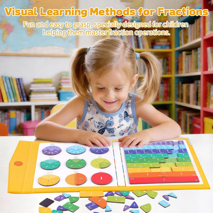 Magnetic Fraction Educational Puzzle, Magnetic Fraction Demonstration Book, Fraction Tiles & Circles, Montessori Math Manipulatives for Elementary School, Fraction Learning Toys for Kids