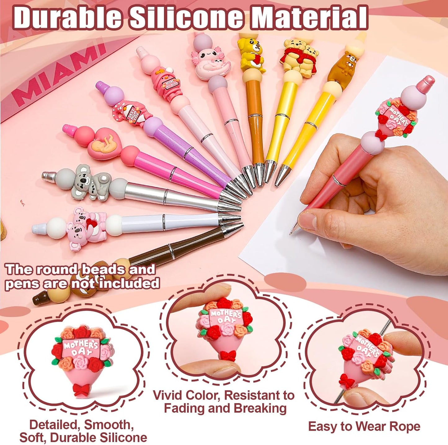 Ferreve 16 Pcs 3D Sports Football Beads Silicone Focal Beads for Keychain Making Pens for Beadable Keychain DIY Crafts Necklace Bracelet Phone Chain Charms Jewelry Making