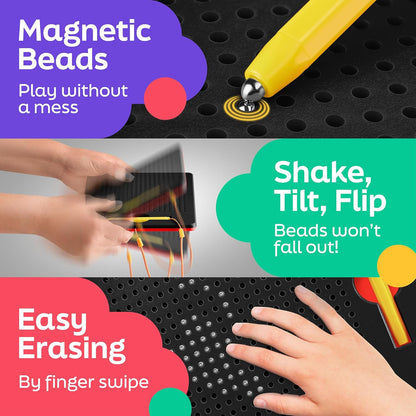AYNAT FUN Magnetic Drawing Board for Kids & Toddlers with Beads and Magnet Stylus Pen - Magnetic Tablet Toy for Airplane & Car Ride Activities for Kids