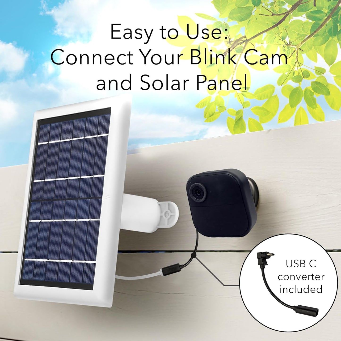 Wasserstein Solar Panel with Internal Battery - Compatible with Blink Outdoor 3/4 & Blink Outdoor 2K+ (New Model) (Black) - Camera NOT Included